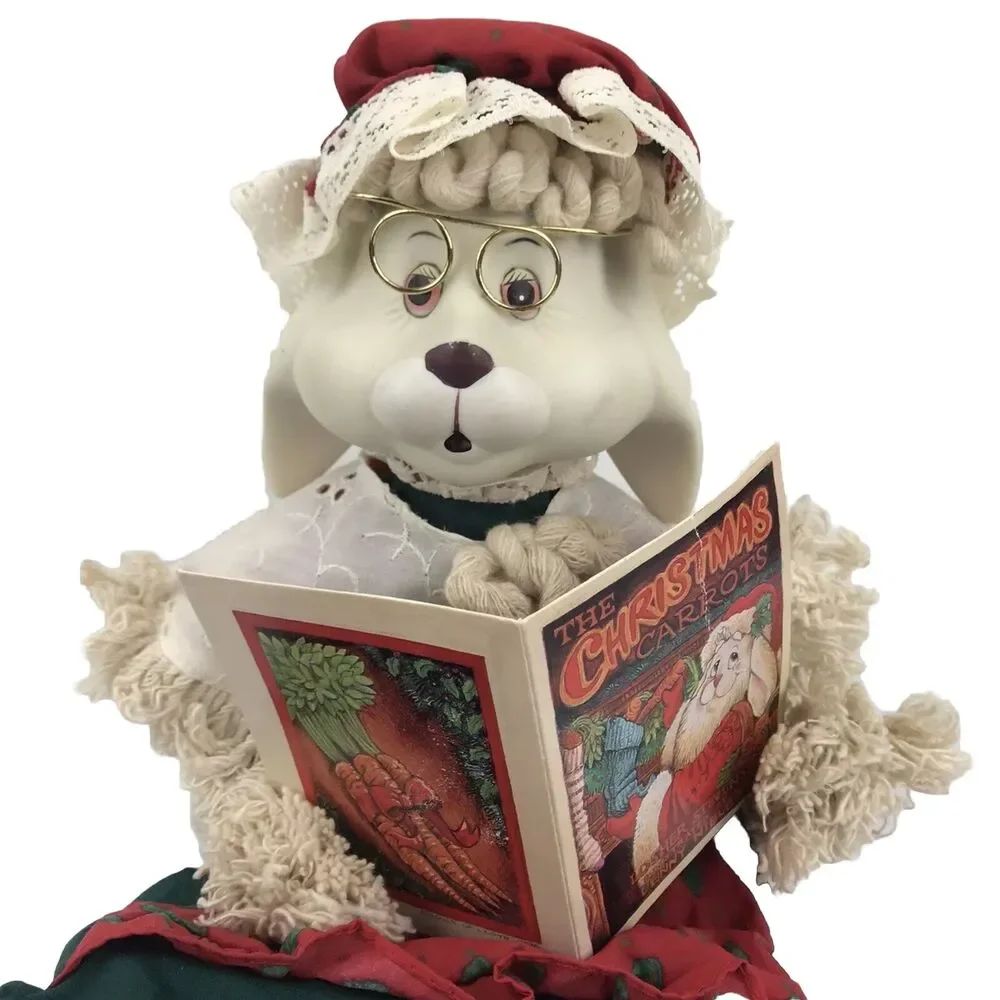 House of Lloyd Grannie Flo Bunny 1996 Rabbit Shelf Sitter Porcelain Rope Vintage